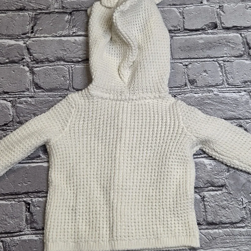 Carter's Baby White Knit Hooded Cardigan Sweater with Bear Ears 3 Months